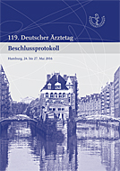 Deckblatt des Beschlussprotokolls für den 119. Deutschen Ärztetag in Hamburg